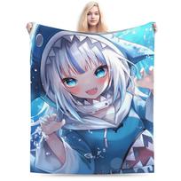 Warm Soft Blankets Gawr Gura Kimono Saba Sameko Throw Blanket Kimono Saba Sameko Flannel Bedspread For Couch Chair Bed Cover 75x90cm