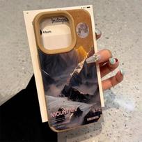 For iPhone 16 Pro Max 15 14 13 12 11 Case Mountain Motif Lake Scenery Cover For iPhone XS Max XR X XS 16 Plus Faux Leather Funda iPhone 16