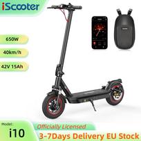 iScooter i10 40KM/H Electric Scooter Motor 650W Battery 42V/15AH Range 40-45km 10-Inch Pneumatic Road Tires Foldable APP Control i10 40KM/H juoda