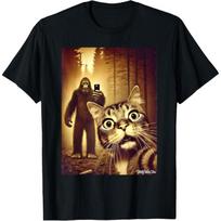 Cat Sasquatch Selfie Funny Woods Bigfoot Art Unisex T-Shirt XXL