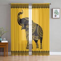 Dramblio menas Indijos bobo stiliaus permatomos užuolaidos Svetainės langas Tiulio užuolaidos miegamojo virtuvei Namų apdaila Voile užuolaidos W135 x H115cm x1