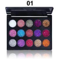 Moterų mada 15 spalvų Diamond Sequin akių šešėlių paletė blizganti pudra paryškinanti akių šešėliai 02 gray