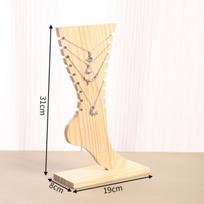 Pėdos formos kulkšnies papuošalų stendas Medinis nuimamas papuošalų laikiklis Medinis papuošalų stendas Papuošalų vitrina Kulkšnies papuošalų, apyrankių, karolių laikiklis natūrali