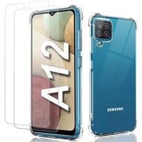 PHONE CASE Case for Samsung A12, Transparent Samsung A12 Case + 2Pack Tempered Glass Screen Protector, S193
