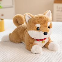 Simulation Collar Shiba Inu Plush Toys Children's Comfort Bell Dog Pillow Cute Pet Home Decoration Ring Gift 25cm【0.27kg】