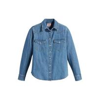 Levis Solid Color Loose Fit Single-Breasted Square Neck Denim Long Sleeve Shirt Women Shirts Light-Blue 86832-0018 XS