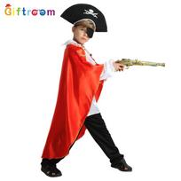 Enchanting Caribbean Pirate Costume With Red Cloak For Kids Ideal For Stage Performances XL