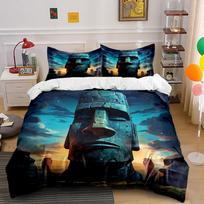 Moai statues with sky. Bedding sets Duvet cover sets Duvet covers Pillowcases(1 * Duvet Cover 2 * Pillowcases, without duvet insert) 135x200cm