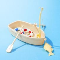Plastic Fishing Boat Model Mini Fish Tank Landscape Floating Plastic Boat  DIY Home Ornament 4.92x2.36x0.79 in