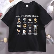 Living with Multiple Sclerosis T Shirt Men Women Warrior Autoimmune Disease Tee Causal Short Sleeve Round Neck T-shirt Clothes S įvairiaspalvis