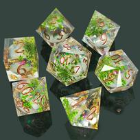 Liquid Core Dice 7pcs, Resin Polyhedral Set with Flowing Glitter for DND RPG Transparent quicksand