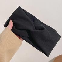 Solid Color Wide Headband Cotton Stretch Elastic Turban Workout Headband Extra Large Boho Sports Yoga Hair Band juoda