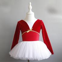 Kids's Dance Clothes, Velvet Practice Clothes, Autumn and Winter Long-sleeved Girls, Ballet Jumpsuits, Girls, Gymnastics Clothes, Dance Skirts 180 raudona