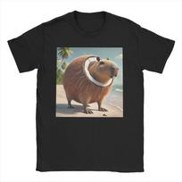 Leisure Italian Brainrot Meme T-Shirt Men Crewneck Cotton T Shirt  Capybara Capybarello Cocosini Short Sleeve Tee Shirt S įvairiaspalvis