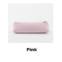 Sunny Series PU Leather Pen Pencil Bag Simple Triangular Shape Vintage Color Case Storage Pouch for Pens Stationery School A6751 rožinė