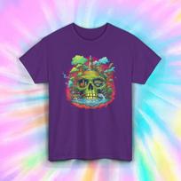 Psychedelic Skull Shirt Trippy Art Fantasy Forest Magic Vibes Tee S-5XL S įvairiaspalvis