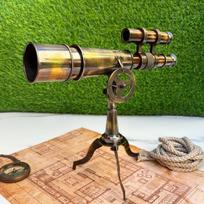 Brass Telescope on Tripod Nautical Steampunk Decor