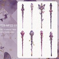 JIANWU Arcane Staff Series Vintage Flower Jewelry Magic Wand Landscape Material Collage PET Sticker Creative  Journal Stationery
