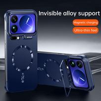 Original Matte Ultra-Thin Case For Xiaomi 17 Pro Max 15 14 Pro Shockproof Bracket Magnetic Wireless Charge Frameless Slim Cover Xiaomi 15 Pro tamsiai mėlyna