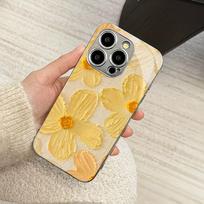 Yellow Flower Exquisite Bestseller Phone Case Electroplated Glass PhoneCase for iPhone 17 16 15 14 13 12pm Pro Plus tablet case iPhone 17