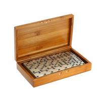28 dalelių domino rinkinys su bambukine dėžute, specialus, žaismingas, įdomus, nešiojamas, atsparus deformacijai, vaikams ir suaugusiems, šeimos žaidimai, namų naudojimui balta