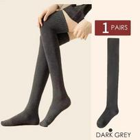 Women's Thigh High Stockings Trendy Casual Over The Knee Long Socks Lolita Thermal Vertical Thicke Socks Female Tube Leggings One Size tamsiai pilka spalva