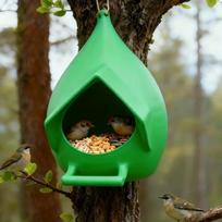 Plastic Waterproof Hanging Bird Feeder Rainproof with Stand Hummingbird Feeder Large Capacity Birds Food Catcher Yard Porch žalia