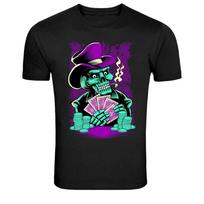 Poker Skeleton Gambler Cards Funny Graphic T-Shirt S įvairiaspalvis