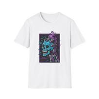 Unisex Softstyle T-Shirt Futuristic Robot Hand Skull Smash Sci-Fi Graphic Tee S įvairiaspalvis