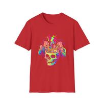 Psychedelic Ramen Skull T-Shirt | Neon Trippy Graphic Tee | Streetwear Art Shirt S įvairiaspalvis