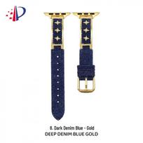 Starry Denim Leather Strap for Apple Watch 11, iWatch 109876E, Huawei GT6, and Xiaomi 9 Pro. Self-measured - 20mm