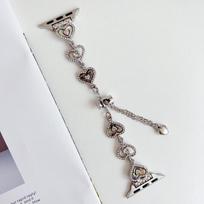 Mother-of-Pearl Heart Rhinestone Strap for Apple Watch 11, Huawei GT6, and Xiaomi 9PRO Huawei GT6 41mm sidabras