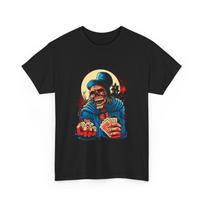 Skull Gambler Poker T-Shirt | Skeleton Poker Graphic Shirt, Horror Casino Gift S įvairiaspalvis