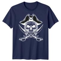 Pirate Skull Tricorn Hat Crossed Blades Mens T-Shirt Womens Unisex Tee Graphic S įvairiaspalvis