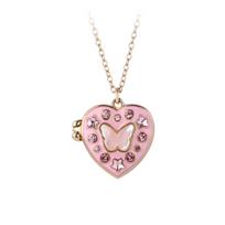 Pink Drip Glaze Heart-shaped Photo Locket Necklace Colorful Crystal Openable Pendant Necklaces Women Memorial Jewelry Gifts rožinė