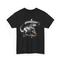 Unisex Adult T Shirt T rex Dino Sombrero Skateboard Pizza Retro Style Fun Tee S įvairiaspalvis