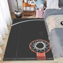 Sports Themed Area Rug with Basketball Hoop and Soccer Tactical Board Patterns Non Slip Floor Carpet for Kids Game Room Bedroom 40X60cm