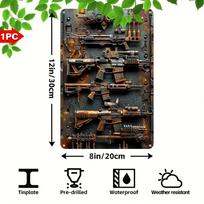 DORA Tin Sign Steampunk Weapons Decorative Metal Sign Industrial Iron Art A Waterproof Weatherproof Military Plaque for Wall Decoration 20x30cm（7.8x11.8inch）