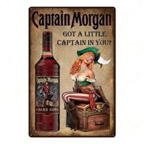 DORA Tin Sign dCaptain Rum Pirate Metal Sign Vintage Wall Art Man Cave Decor Retro 20x30cm（7.8x11.8inch）