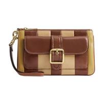 COACH Ashton 19 patchwork design leather clutch small women's gold/mahogany auksas