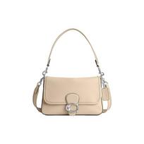 COACH Soft Tabby 26 solid color quilted stripe logo zipper bag cow leather hand shoulder bag medium size women's ivory ruda