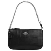 COACH Nolita 19 silver letter logo logo chain zipper closure cowhide armpit shoulder bag small size women's black juoda