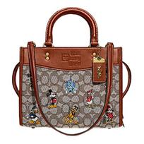 COACH handbag Disney Disney joint model Rogue 25 classic Mickey and friends printed zipper canvas with leather crossbody shoulder bag medium size ruda