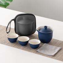 Ceramic Travel Tea Set Tea Making Tool Teapot Set Portable Kung Fu Tea Set  Business Gift mėlyna
