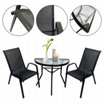 Komplet Mebli Balkon Ogród Taras Stół Lipari + 2X Krzesła Minorka Czarny