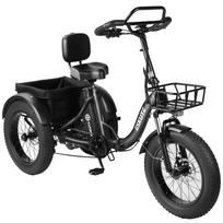 ESKUTE T302 Pro Cargo Electric Tricycle, 48V 20.8Ah Battery,with Rear Seat Backrest & Front/Rear Baskets juoda