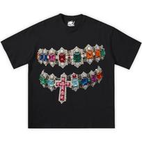 Spike Rainbow Grillz Graphic Boxy Unisex T-Shirt S įvairiaspalvis