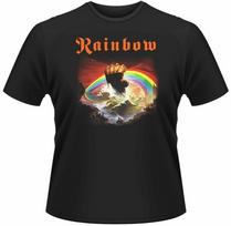 Rainbow Rising Klasikinio Roko Juodi Unisex Marškinėliai S
