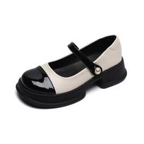 Weiwei girl 158-3 platform Mary Jane shoes women's retro small fragrant wind denim blue soft sole single shoes large size women's shoes 34 smėlis