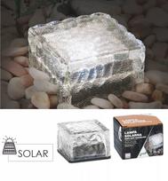 Stiklinė saulės lempa – kubas 7 × 7 × 5 cm, šaltai balta LED